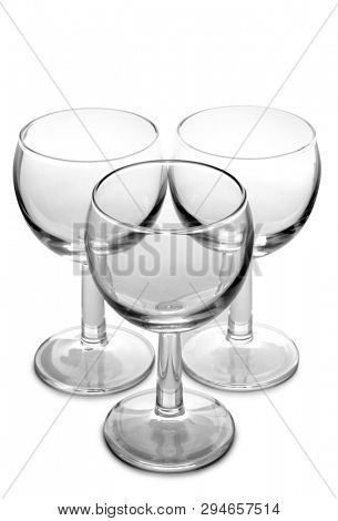 Vintage glass goblet on white background