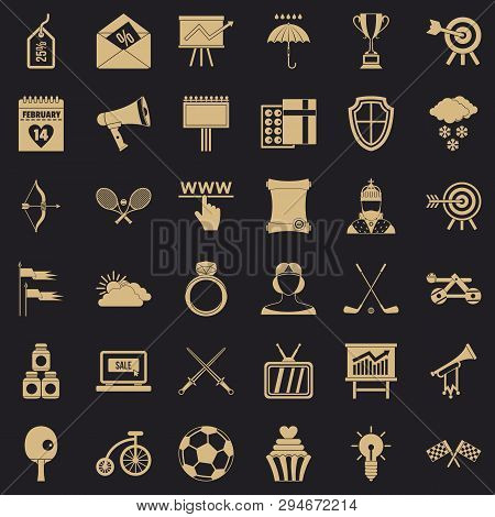 Flying Arrow Rrow Icons Set. Simple Style Of 36 Flying Arrow Vector Icons For Web For Any Design