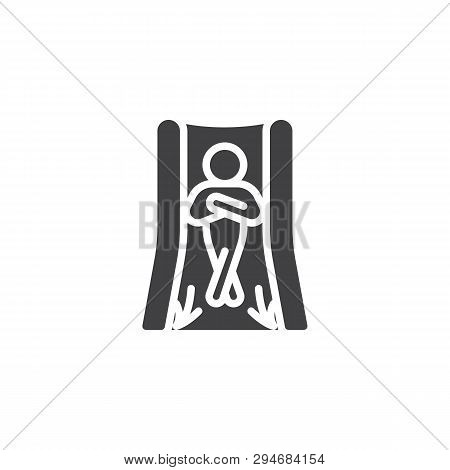 Man Sliding Down In A Water Slide Vector Icon. Filled Flat Sign For Mobile Concept And Web Design. M