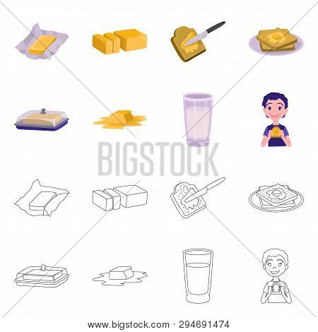 Vector Illustration Of Creamy And Product Sign. Collection Of Creamy And Farm Stock Vector Illustrat