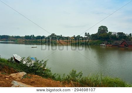 Top View Of Pakse, Mekong River In Laos