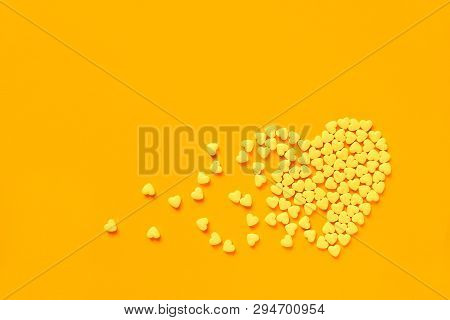 Concept Illustration With Copy Space. Heart Made Of Shugar Candies.