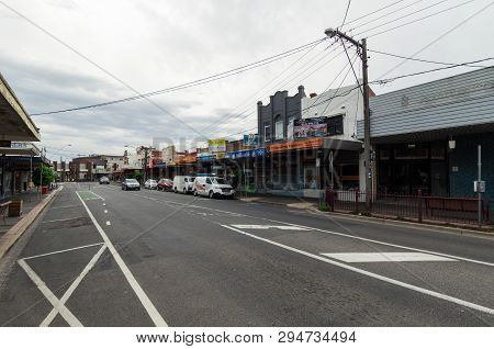 Melbourne, Australia - March 3, 2019: Shops Line Neerim Road In Murrumbeena, In The City Of Glen Eir