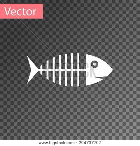 White Fish Skeleton Icon Isolated On Transparent Background. Fish Bone Sign. Vector Illustration