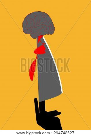Illustration Of A Knife Stabbing A Brain With Blood Coming Out Of It