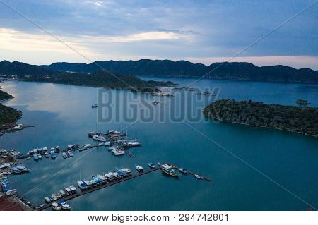 Panoramic View From The Mountain Over The Kas Rivera , Hiking Up Lycian Trail Mountain Of Kas