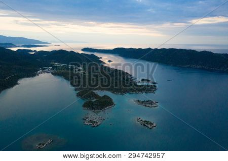 Panoramic View From The Mountain Over The Kas Rivera , Hiking Up Lycian Trail Mountain Of Kas