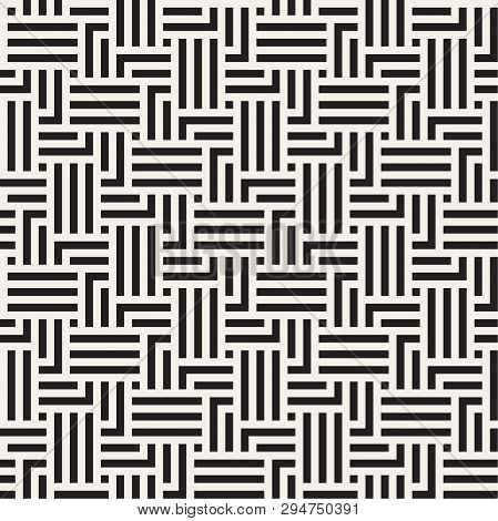 Vector Seamless Pattern. Geometric Striped Ornament. Linear Weave Lattice Background.