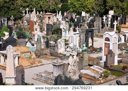 Milan, Italy - October 6, 2010: Cimitero Monumentale In Milan, Italy. The Monumental Cemetery Design