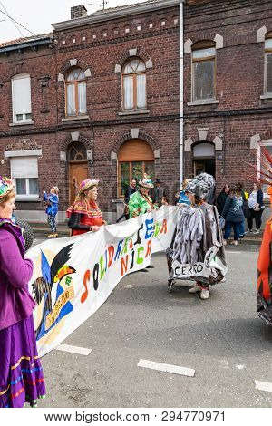 Wattrelos,france-april 07,2019:  Carnival,festival And People In Wattrelos In The North Of France.ca