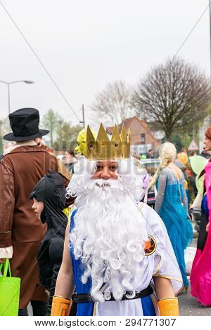 Wattrelos,france-april 07,2019:  Carnival,festival And People In Wattrelos In The North Of France.ca