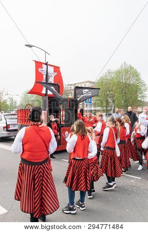 Wattrelos,france-april 07,2019:  Carnival,festival And People In Wattrelos In The North Of France.ca