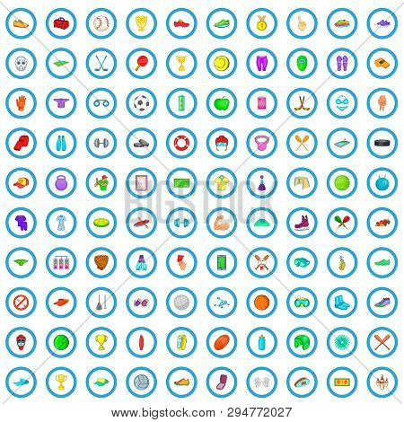 100 Sport Competition Icons Set In Cartoon Style For Any Design Vector Illustration