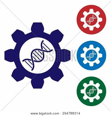 Blue Genetic Engineering Icon Isolated On White Background. Dna Analysis, Genetics Testing, Cloning,