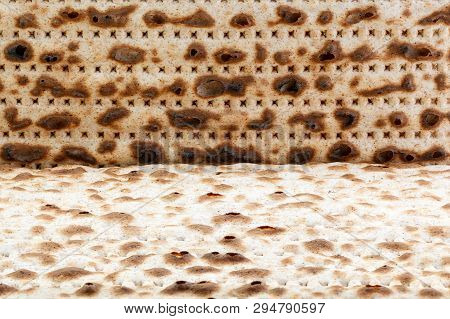 Matzah. Jewish Traditional Passover Bread. Pesach Celebration Symbol. Close-up