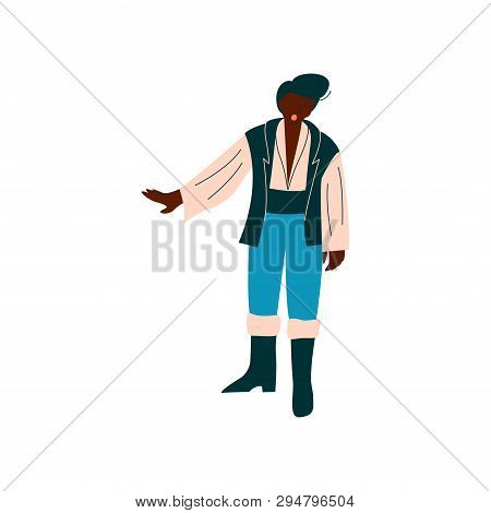 Male Opera Singer Performing On Stage, African Amercian Man Giving Representation Vector Illustratio