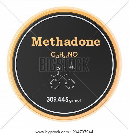 Methadone. Chemical Formula, Molecular Structure. 3d Rendering Isolated On White Background