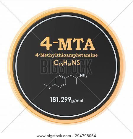 4-methylthioamphetamine (4-mta) Circle Icon, 3d Rendering Isolated On White Background