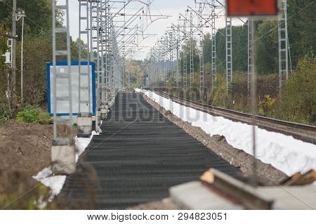 Railroad Under Construction.railway Track Preparation For Modernization, Construction Of A New Railw