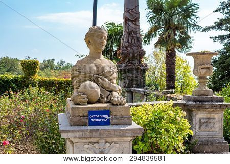 Massandra, Crimea - October 2014: Massandra Palace And Park Complex Massandrovskiy. Park Sculpture O