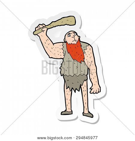 sticker of a cartoon neanderthal