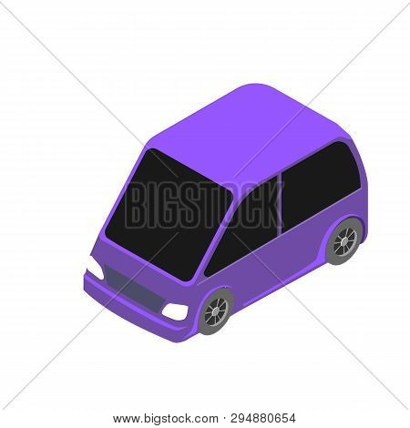 Isometric Small Car Vector Illustration Isolated On White Background. 3d Icon.