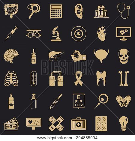 Computer Diagnostic Icons Set. Simple Style Of 36 Computer Diagnostic Vector Icons For Web For Any D