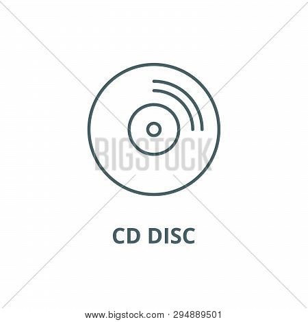 Cd Disc Line Icon, Vector. Cd Disc Outline Sign, Concept Symbol, Flat Illustration