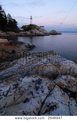 Point Atkinson Lighthouse At Night, West Vancouver, Bc