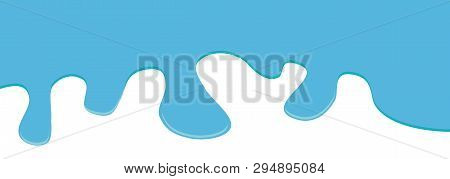 Flowing Down Paint Blue Color Drops. Flat Design. White Background. Isolated. Vector Illustration