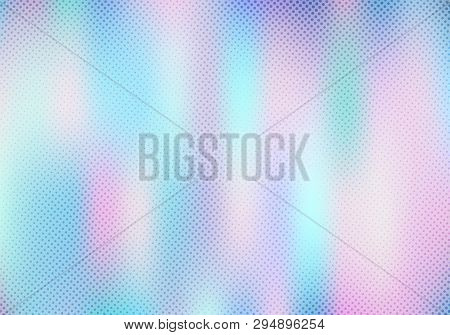 Abstract Smoot Blurred Holographic Gradient Background With Halftone Texture Effect. Hologram  Luxur