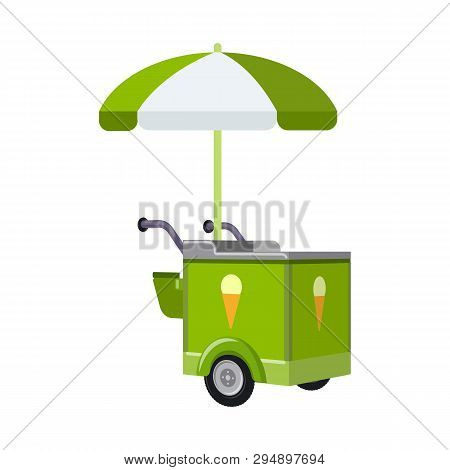Vector Illustration Of Cart And Parasol Icon. Collection Of Cart And Sunshade Stock Vector Illustrat