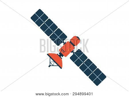 Space Satellite Technologies Isolated Vector Symbol Image. Global Communication Service Orbital Equi