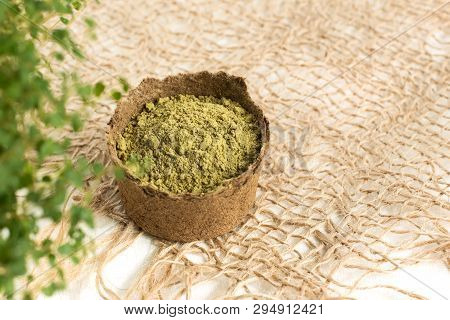 Henna Powder For Dyeing Hair And Eyebrows And Drawing Mehendi On Hands,  With Green  Leafs, Pink Flo