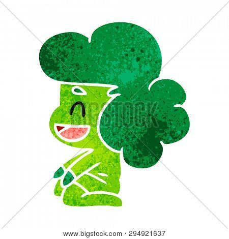 retro cartoon illustration of a kawaii alien girl