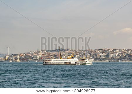 Sarayburnu,istanbul,turkey-march 23,2019. Cityscape And View From Sarayburnu In Istanbul With City L