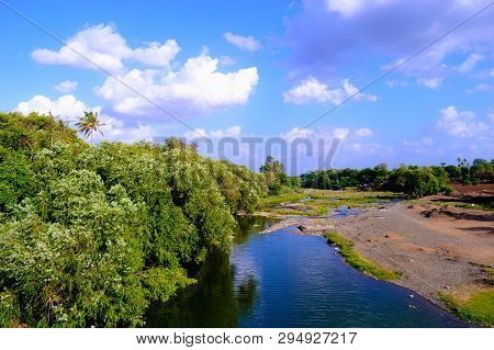Krushna River At Arale, Satara, Maharashtra State Of India