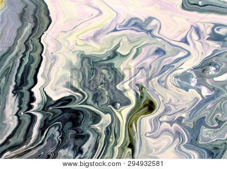 Abstract Artistic Texture. Acrylic Paint And Liquid Inks Are Mixed In The Water. Color And Its Trans