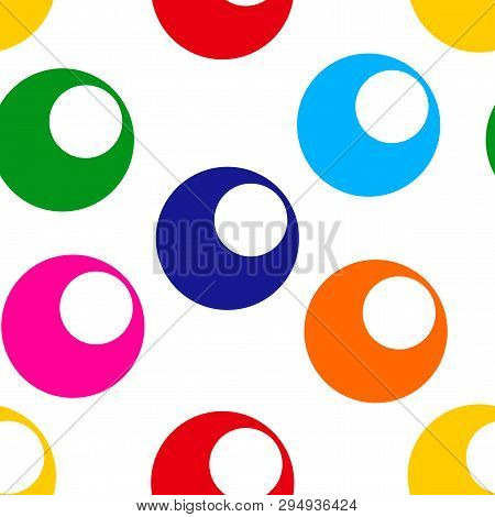 Seamless Pattern With Bright Colorful Circle Isolated On White Background. Vector Illustration