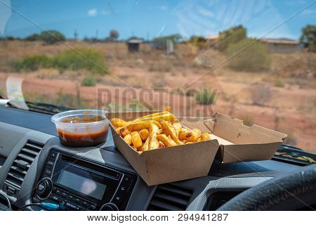 The Traditional Trucker Dish Fries And Gravy In Carnarvon Western Australia
