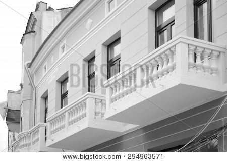 Botosani, Romania. Europe. Element Of Architecture. Building On The Sky Background.