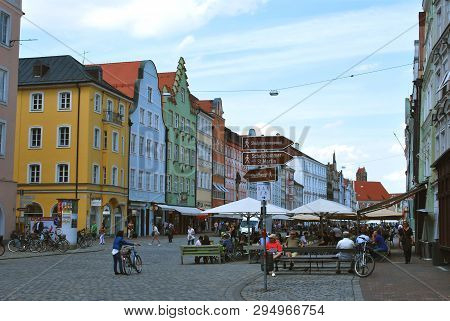 Landshut, Bavaria, Germany - June 04, 2014: The View Of The Historical Center Of Landshut