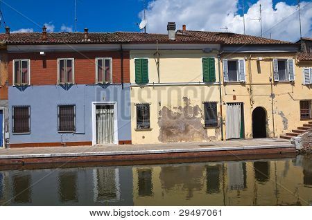 Vista de Comacchio. Emilia-Romagna. Itália.