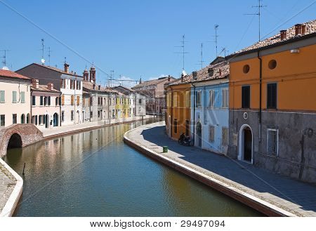 Vista de Comacchio. Emilia-Romagna. Itália.