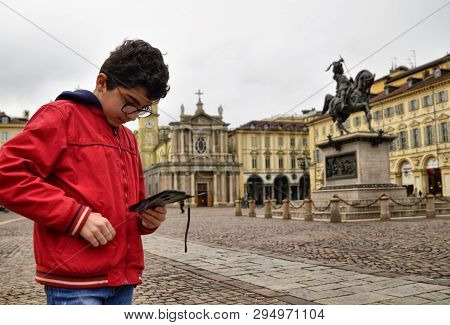 Turin, Piedmont, Italy. April 2019. Piazza San Carlo