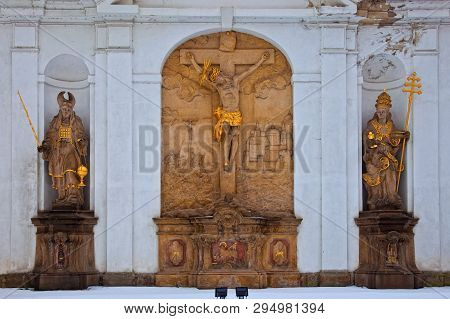 Broumov, Czech Republic - March 17, 2010: Statues At The Monastary In Broumov In North-eastern Czech