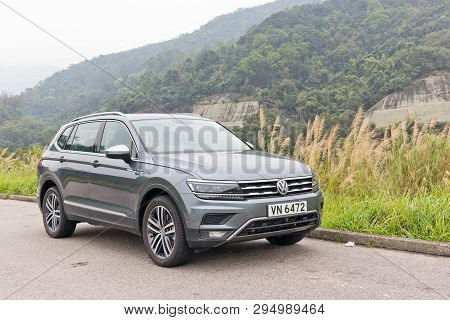 Hong Kong, China March 15, 2019 : Volkswagen Tiguan Allspace Interior March 15 2019 in Hong Kong.