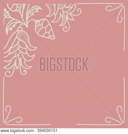 Mockup For Decorating Social Media Ribbon. Background In Pastel Colors With A Flower. Vector Illustr