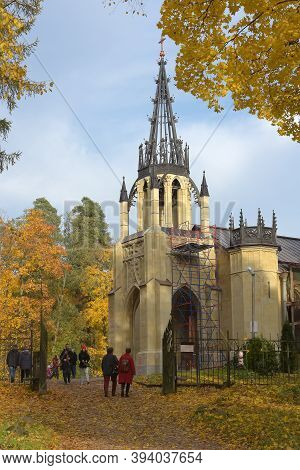 Russia, St. Petersburg 24,10,2019 Church Of Peter And Paul In Pargolovo