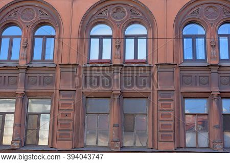 Windows Of Old Houses In The Historic Center Of The City